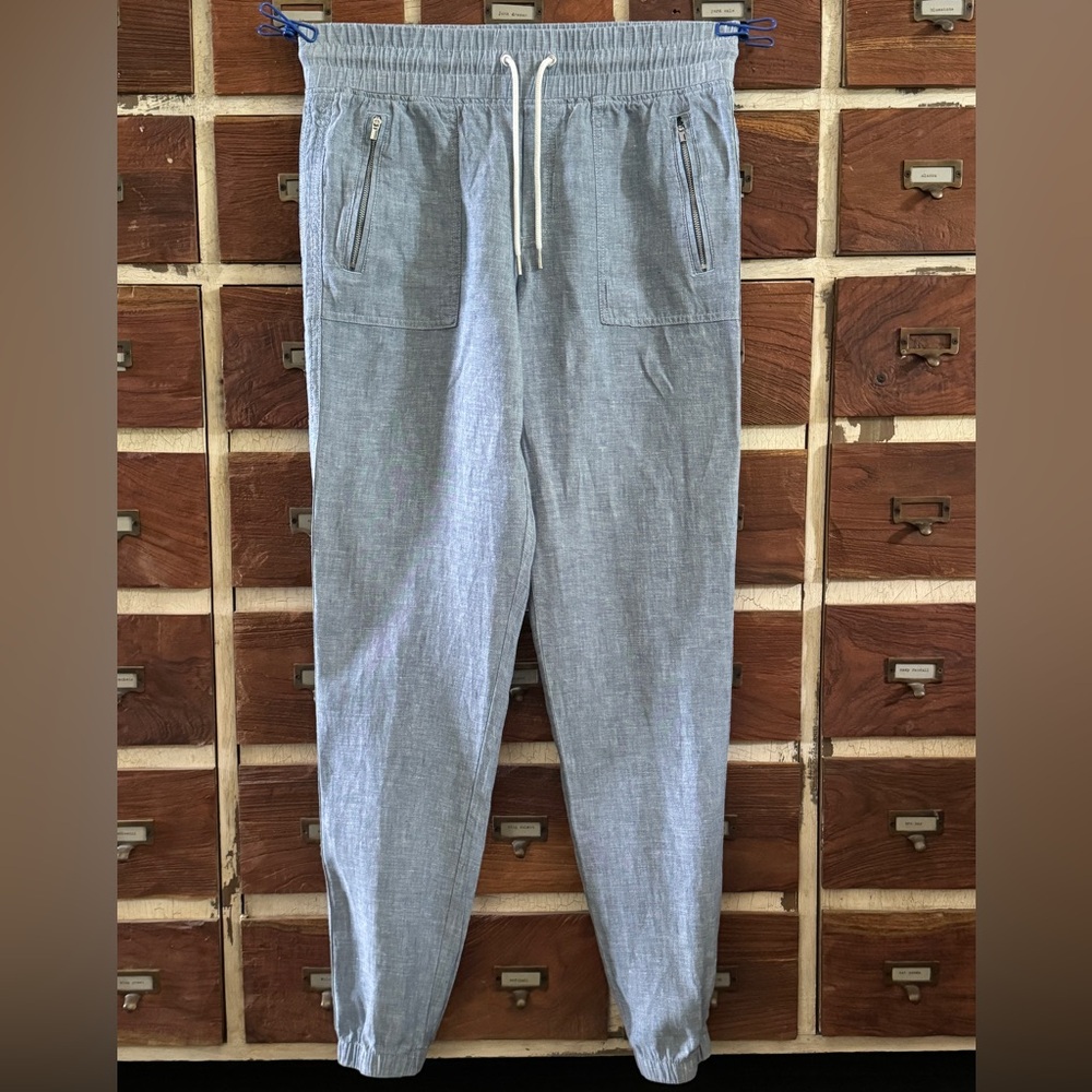 Athleta Cabo Linen Jogger Chambray Texture Size 8 TALL